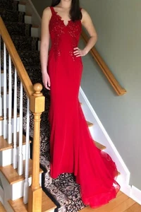 European Pia Michi Red pageant prom gown size 4 US  NEW! - Picture 1 of 8