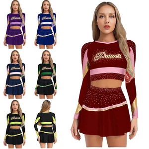 Prendas para el torso cortas y mini faldas para mujer Cheerleading manga larga con pedrería - Imagen 1 de 60