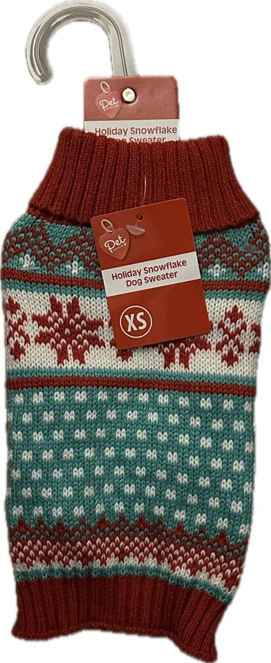 Dog Sweater Pajama Sz XS 8" Xmas Christmas Holiday Snowflake - Image 1 of 1