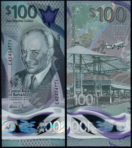 BARBADOS 100 DOLLARS (P NEW) 2022 POYLMER UNC - Picture 1 of 1