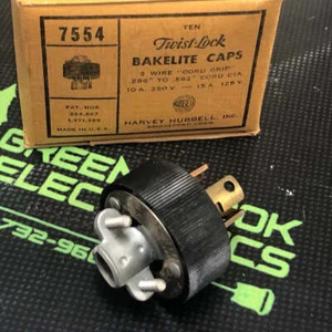 HBL7554 - HUBBELL - BAKELITE CAPS 3 WIRE "CORD GRIP" .296" TO .562" CORD DIA. 10 - Picture 1 of 1