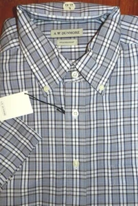 Oxford Shirt Plaid SS .W Dunmore Mens size Large New - Picture 1 of 3