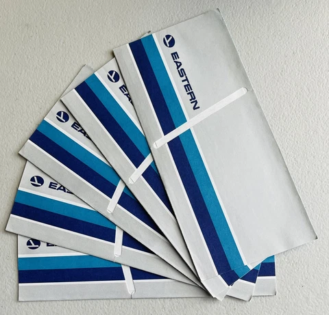 Eastern Airlines Ticket Jacket - 1990 Wings of Man Logo - Lot of 5 New Old Stock Cover