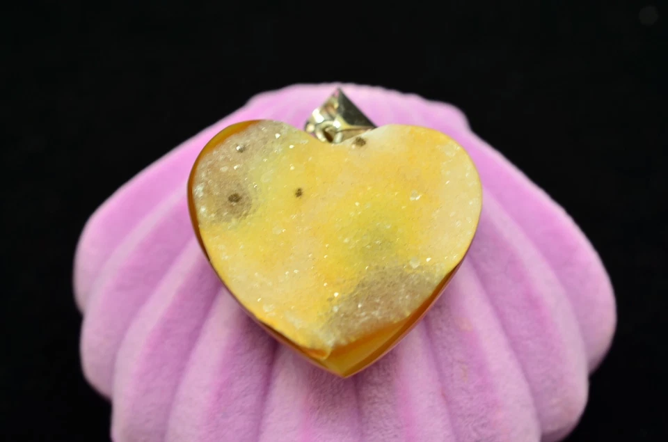 925 Sterling Silver drusy heart pendant charm - Image 1 of 4