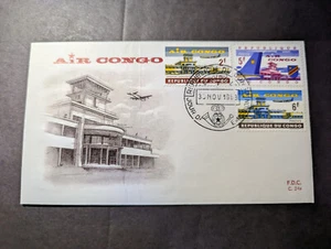 1963 Republic of the Congo Souvenir First Day Cover FDC Air Congo - Picture 1 of 2