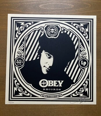 Shepard Fairey OBEY RECORDS signiert nummeriert Siebdruck 129/150 RAR - Bild 1 von 4
