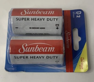 Sunbeam Batteries Super Heavy Duty D2 Low Drain Size D 2 Packs Super 2018 - Picture 1 of 3