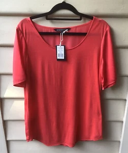 SPORTSCRAFT Coral Blouse NWT S 10 Contrast Cotton Blend Panel Isla Tee Melon Top - Bild 1 von 6