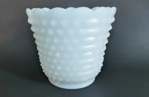 Vtg Fire-King Oven Ware White Milk Glass Hobnail Casserole Bowl Scalloped Edge - Picture 1 of 15
