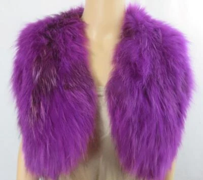 Adrienne Landau 紫色狐狸毛皮 Bolero Shrug?Stole 钩环闭合 尺寸 S — 第 1/4 张图片