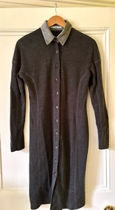 Betty Jackson Women's Dress Size 10/12, Grey Jersey with Grey Silk Collar Detail - Picture 1 of 5