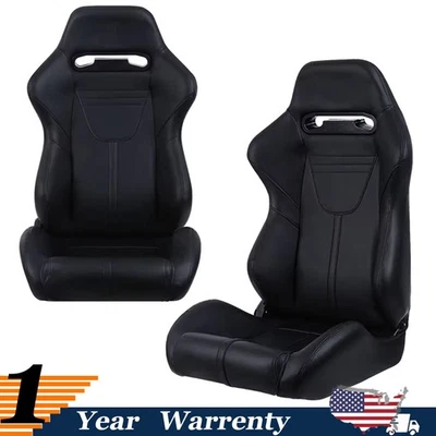 2 pcs Reclinable Racing Seats PVC Leather Carbon Look for Suzuki w/ Dual-Slider - Image 1 of 4