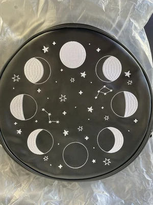 Convertible Moon Phases Embroidered Black Back Pack Bag Purse Em & Sprout Witchy - Image 1 of 4