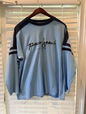Paco Jeans Shirt Long Sleeve Shirt Blue Size Large Streetwear Skate Y2k - Image 1 of 4