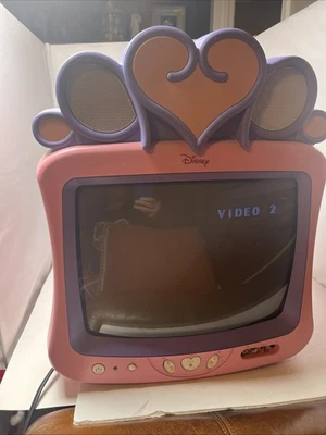 Rare! Vintage Disney Princess Pink 13” CRT Retro TV Tested No Remote DT1350-P - Image 1 of 4
