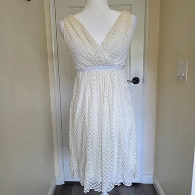 Charlotte Russe Women Sleeveless Dress Ivory Lace Dress S Bridal Mini Plunge Y2K - Image 1 of 4