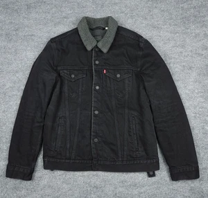 Chaqueta Levi's Trucker Para Hombre Grande Negra Denim Forrada Sherpa Pesada Gruesa A Presión - Imagen 1 de 12