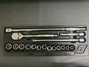 snap-on tools 1/2" drive metric general service set sockets ratchet extensions - Bild 1 von 3