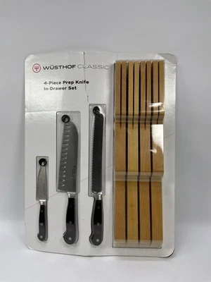 Conjunto de faca de preparação WUSTHOF CLASSIC 4 peças na gaveta - Santoku + pão + emparelhamento - Imagem 1 de 2