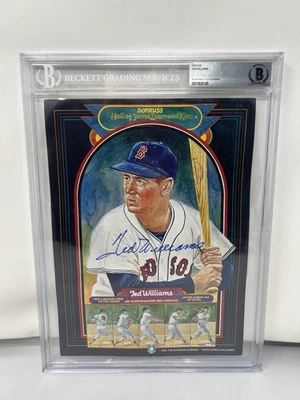 Ted Williams Signed 1984 Donruss Diamond Kings Perez Steele Poster Beckett Auto - Image 1 of 3