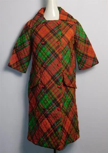 NWT Vtg Women's 1970s RAYMOND HALPERN Loungewear Red Green Plaid Housecoat Robe - Picture 1 of 10