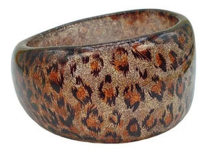 VINTAGE GROBER ARMREIF ARMBAND LUCITE ASYMMETRISCH GEPARD FUNKELND GLITZER 8" - Bild 1 von 6