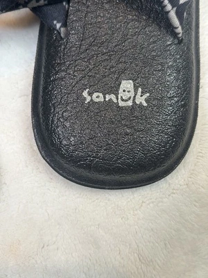 Sanuk Yoga Sling Back Women's Size 9 Thong Sandals Fabric Black Flip Flops - Image 1 of 4