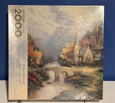 2000 piece Thomas Kinkade Mountain Chapel 34" x 42" Springbok Puzzle - Image 1 of 2