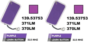 2 For Sears Craftsman 139.53753 Garage Door Opener remote 315mhz Purple Keychain - Picture 1 of 3