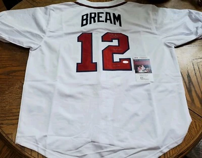 BONITA Camiseta Autografiada de los Bravos Sid Bream Personalizada de Béisbol The Slide 14/10/92 JSA Foto 1 de 4
