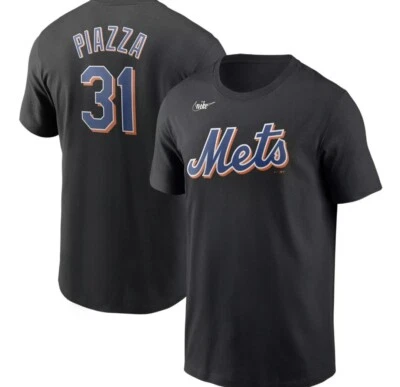 复古 Mike Piazza 纽约大都会队 Cooperstown 系列球衣衬衫黑色全新 — 第 1/3 张图片