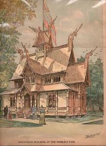 1893 Print NORWEGIAN BUILDING Norway At The Chicago World's Fair Inter-Ocean - Picture 1 of 6