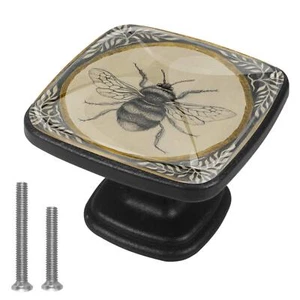 4 Pcs Square Cabinet Handle Cupboard Knob Drawer Pulls Handle Bee Drawer Knob... - Picture 1 of 7