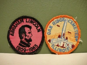 Travel Vacation Patches - Lot of 2 Abraham Lincoln & Oak Ridge Cemetery Illinois - Picture 1 of 4