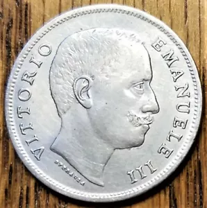 1907-R Italia 1 lira - En estado bastante bueno+ moneda de plata - Vittorio Emanuele III - Águila de Saboya - Imagen 1 de 2