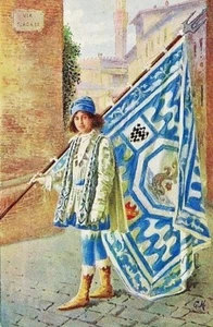 Masignani SIENA I Paggi del Palio Contrada Onda PC Circa 1936 - Imagen 1 de 1