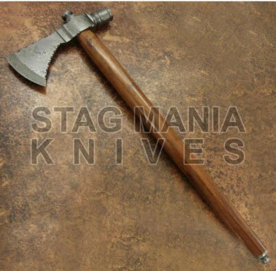 Tomahawk de caza de acero Damasco forjado a mano, hacha vikinga humo funcional Foto 1 de 3