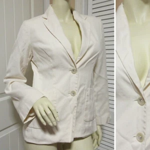 Chaqueta Blazer Banana Republic Mujer 6 Lana Seda Crema Off-White Preppy Academia - Imagen 1 de 12