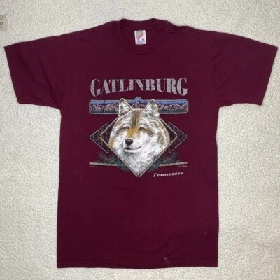 Vintage Jerzees Gatlinburg Tennessee Wolf T-Shirt: Size Medium Foto 1 de 4