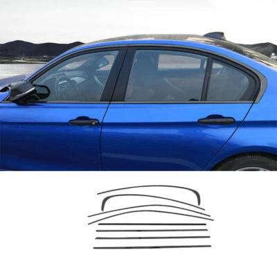 Tiras decorativas molduras de ventana de acero negro aptas para BMW Serie 3 2013-2018 Foto 1 de 4
