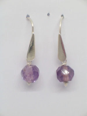 Orecchini pendenti in ARGENTO 925 con AMETISTA naturale viola - pietra dura - - Immagine 1 di 4