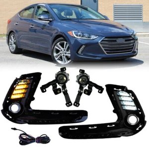For 2016-2018 Hyundai Elantra LED DRL Sequential Turning Signal Fog Lights Lamps - Picture 1 of 12