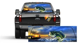 BASS Seabass FISH Fishing Rear Window Perf Graphic Decal Tint Sticker Truck - Picture 1 of 5
