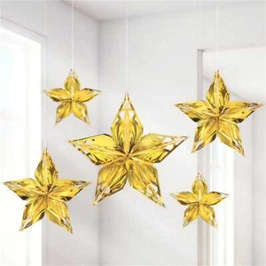 Glitz and Glam Gold Foil Star Decorations 5 Gatsby 1920's Hollywood Party - Picture 1 of 1