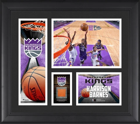 Harrison Barnes Kings FRMD 15x17 Player Collage w/Piece of Team Used Basketball Cover