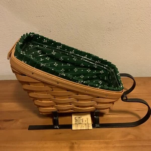 Longaberger Medium Sleigh Basket Liner & Insert With Wrought Iron Runners - Picture 1 of 5