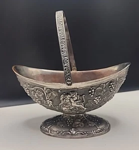 CESTO CARAMELLE CORBELL & CO Stemma Uva Plate Argento Dorato con Manico Edimburgo - Foto 1 di 10