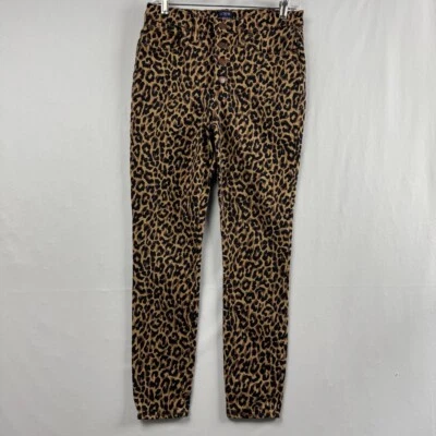 Pantalones J Crew para mujer 28 tiro alto ajustados leopardo guepardo botón mosca marrón Foto 1 de 4