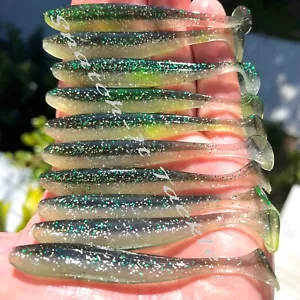 10 Soft Plastic Fishing Lures Paddle TAIL FLATHEAD Bream Bass Redfin Cod Lure - Picture 1 of 3