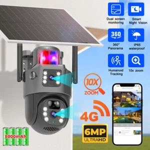 Solar Power 4G LTE Outdoor Security Camera Dual lens PIR PTZ Home Cam 10X Zoom - Picture 1 of 23